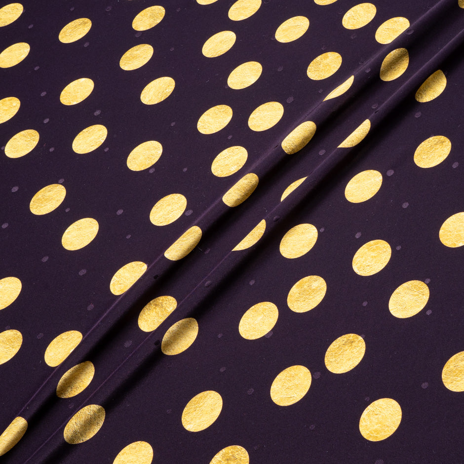 Large Yellow Spot Printed Grenache Silk Jacquard