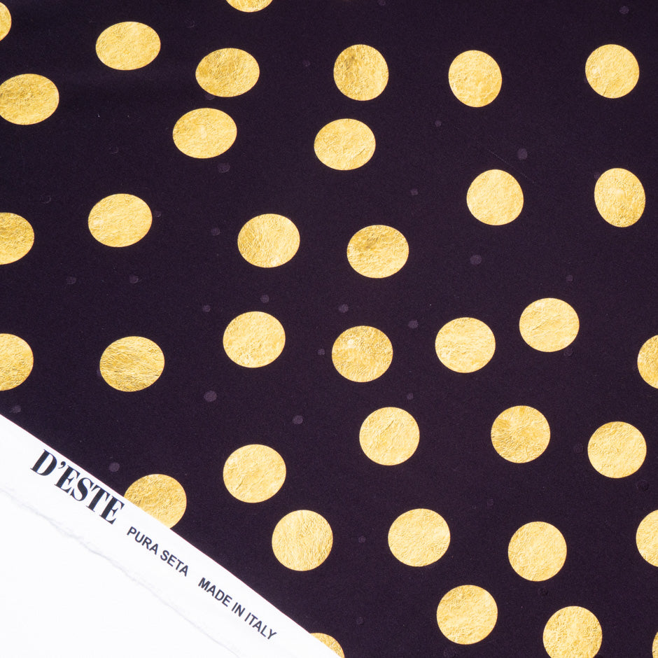 Large Yellow Spot Printed Grenache Silk Jacquard