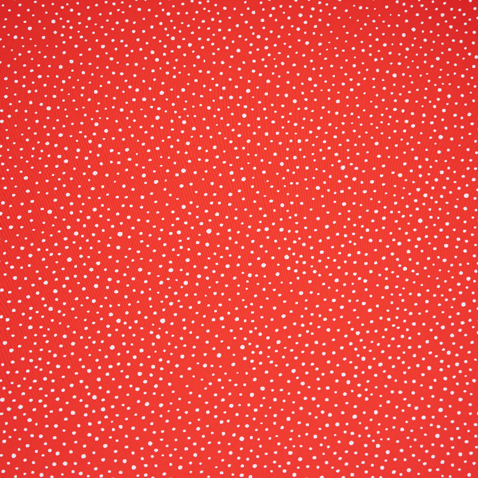 White Spot Printed Rich Red Silk Crêpe de Chine