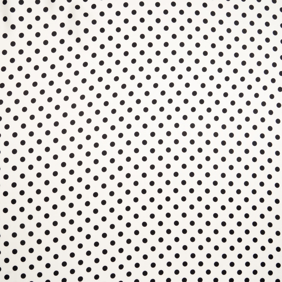 Black Spotted Ivory Pure Silk Twill