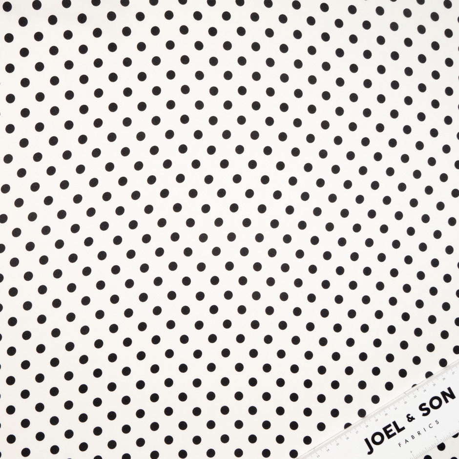 Black Spotted Ivory Pure Silk Twill