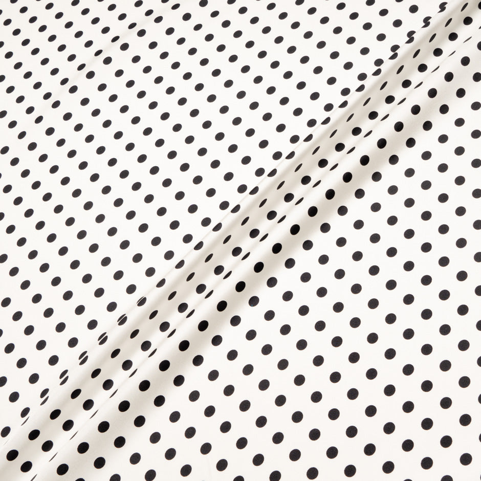 Black Spotted Ivory Pure Silk Twill