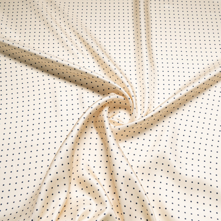 Mini Blue Spot Printed Vanilla Silk Twill