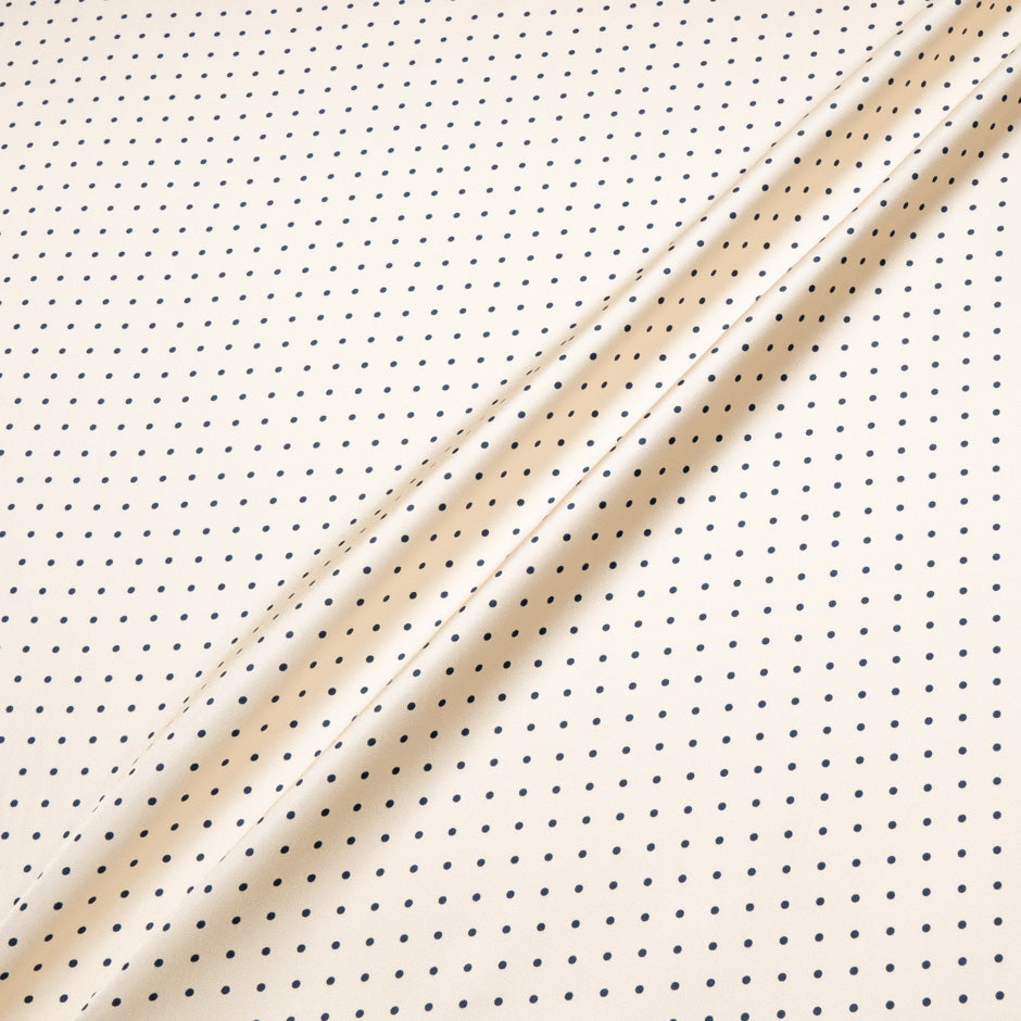 Mini Blue Spot Printed Vanilla Silk Twill