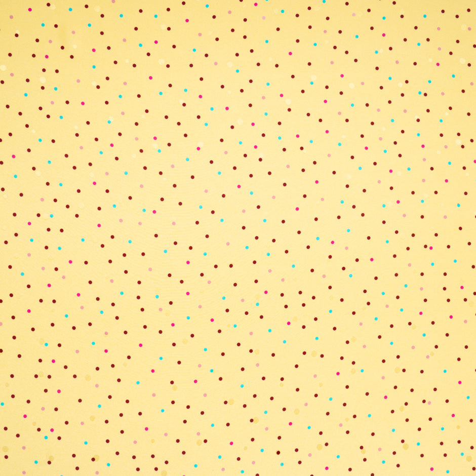 Multi-Coloured Spot Printed Yellow Silk Jacquard (A 2.20m Piece)