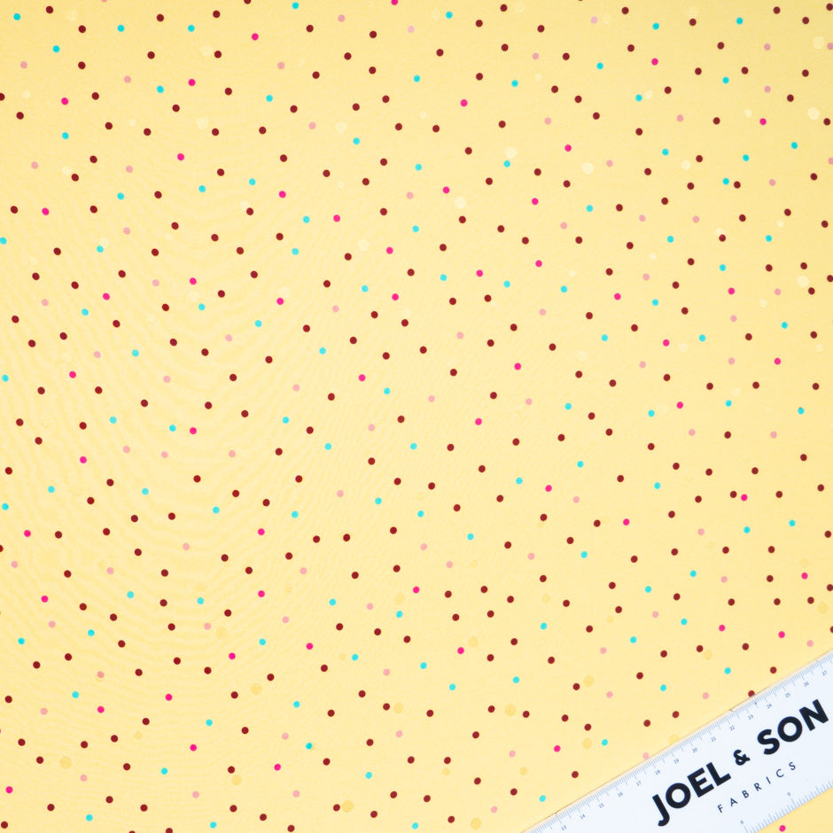 Multi-Coloured Spot Printed Yellow Silk Jacquard (A 2.20m Piece)