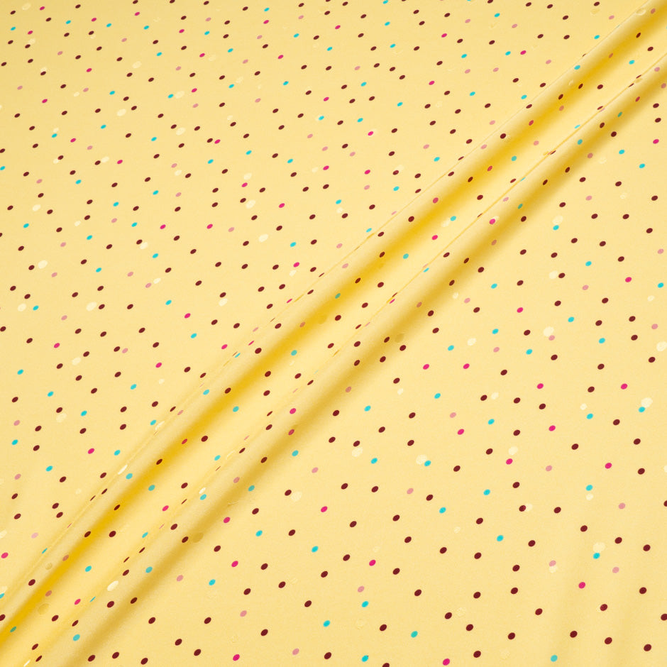 Multi-Coloured Spot Printed Yellow Silk Jacquard (A 2.20m Piece)
