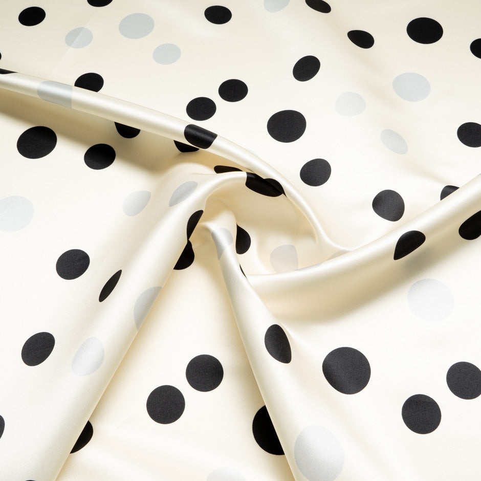 Black & Grey Spotted Silk Duchess Satin