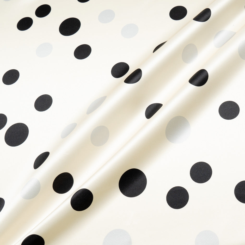 Black & Grey Spotted Silk Duchess Satin