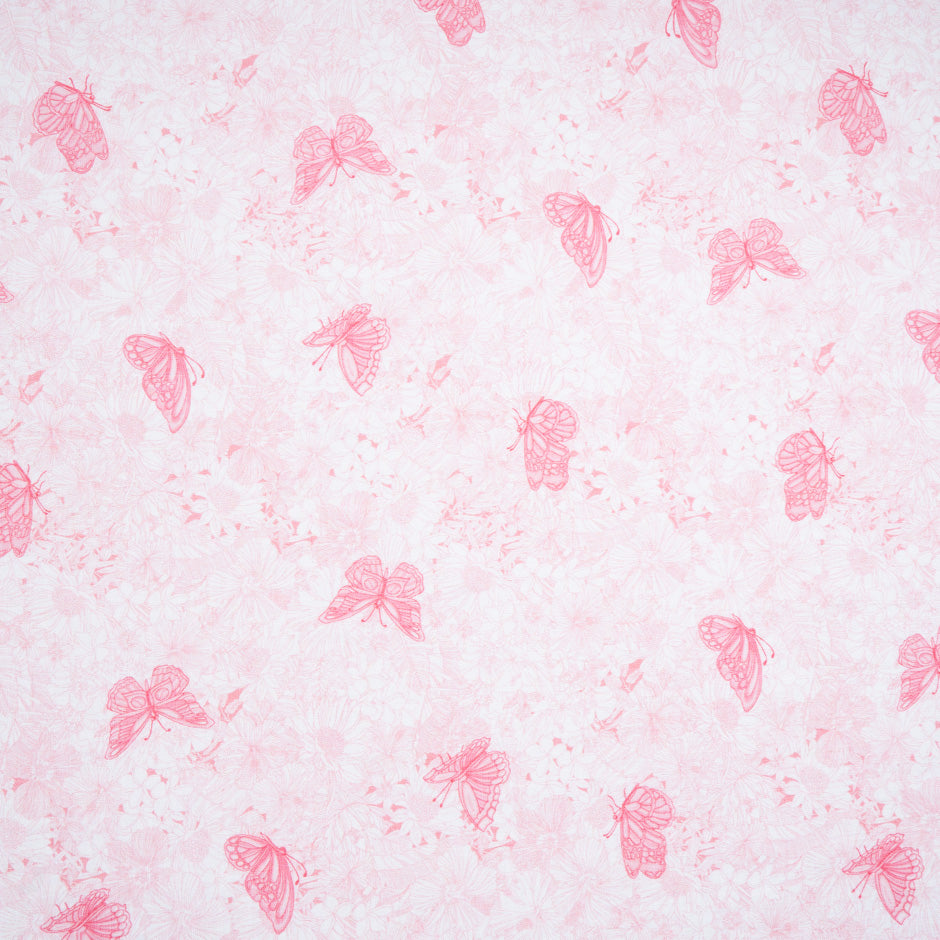 Baby Pink Butterfly Printed Linen