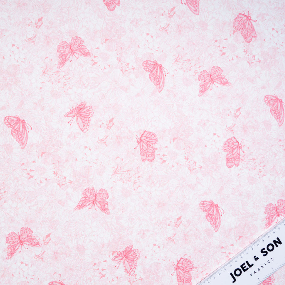 Baby Pink Butterfly Printed Linen