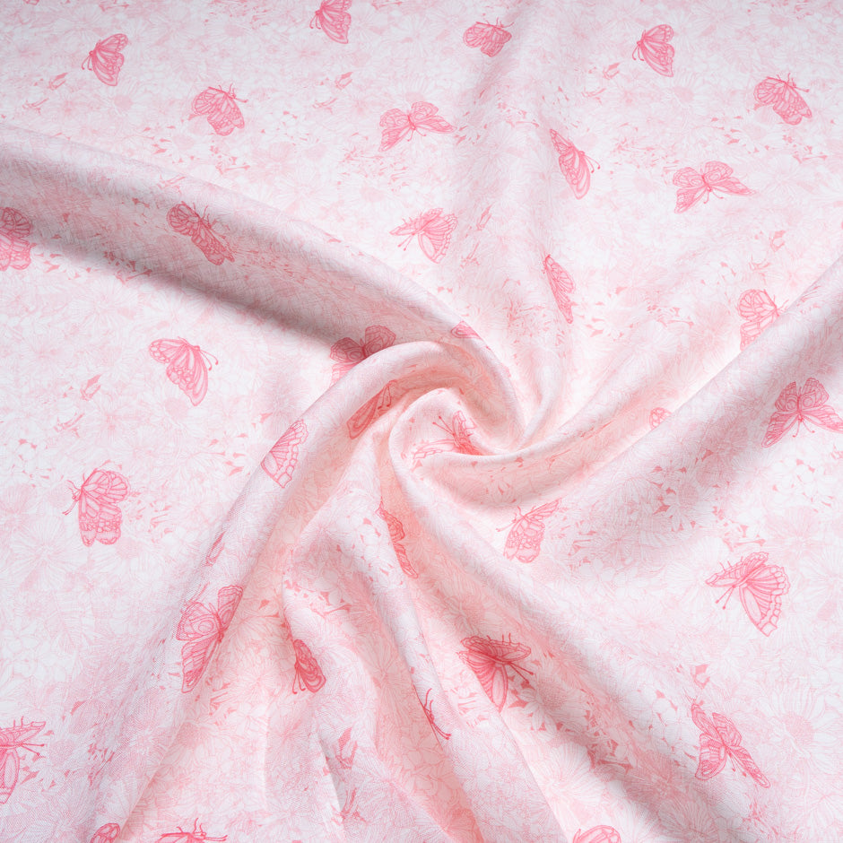 Baby Pink Butterfly Printed Linen
