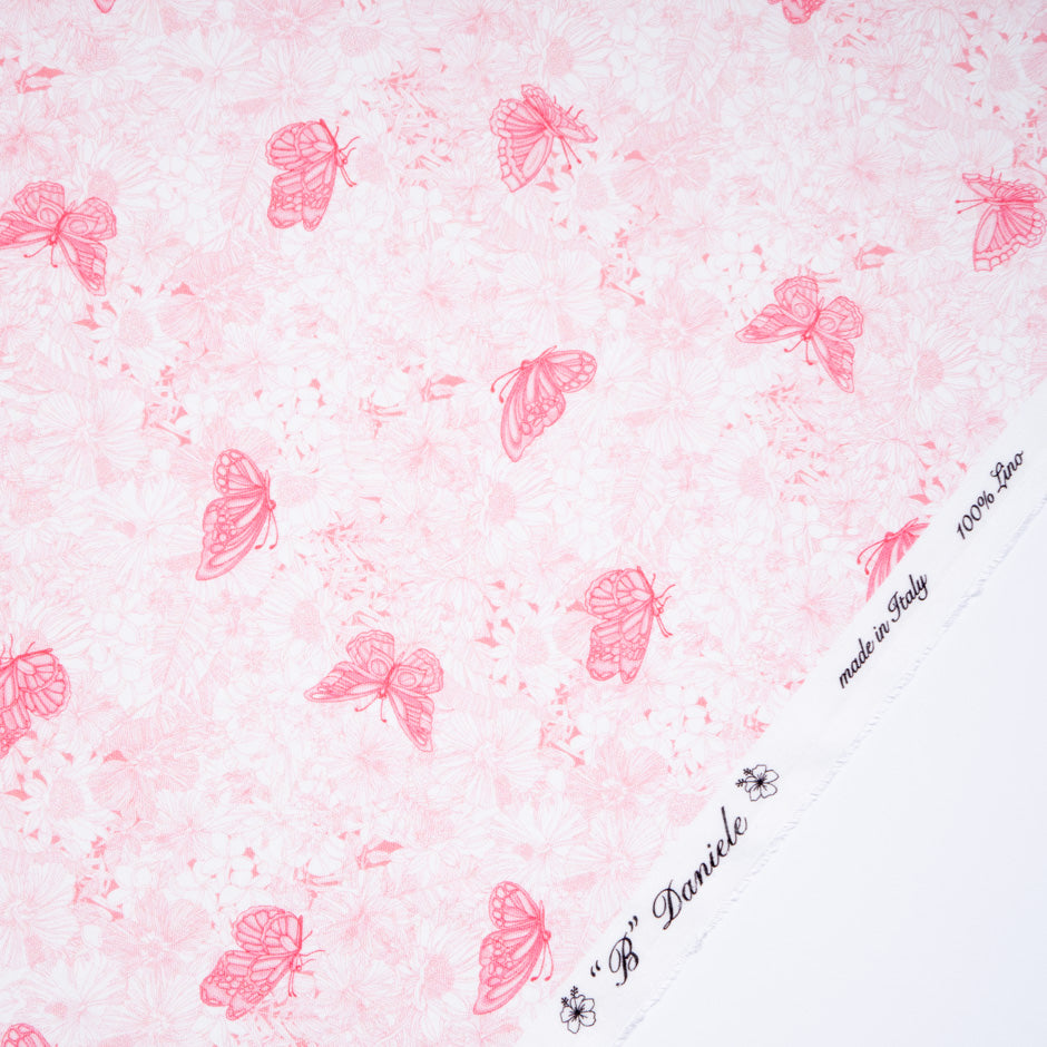 Baby Pink Butterfly Printed Linen