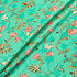 Pink Floral Printed Mint Green Silk Crêpe