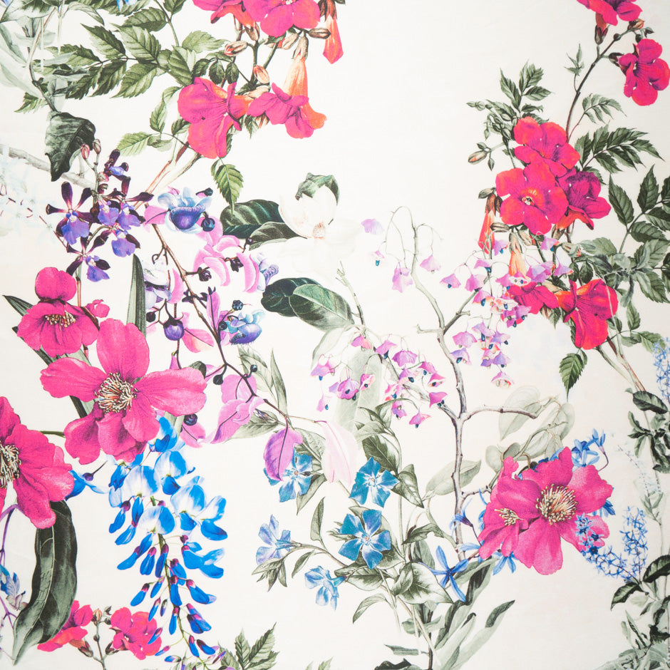 Wild Floral Printed Silk Blend Mikado