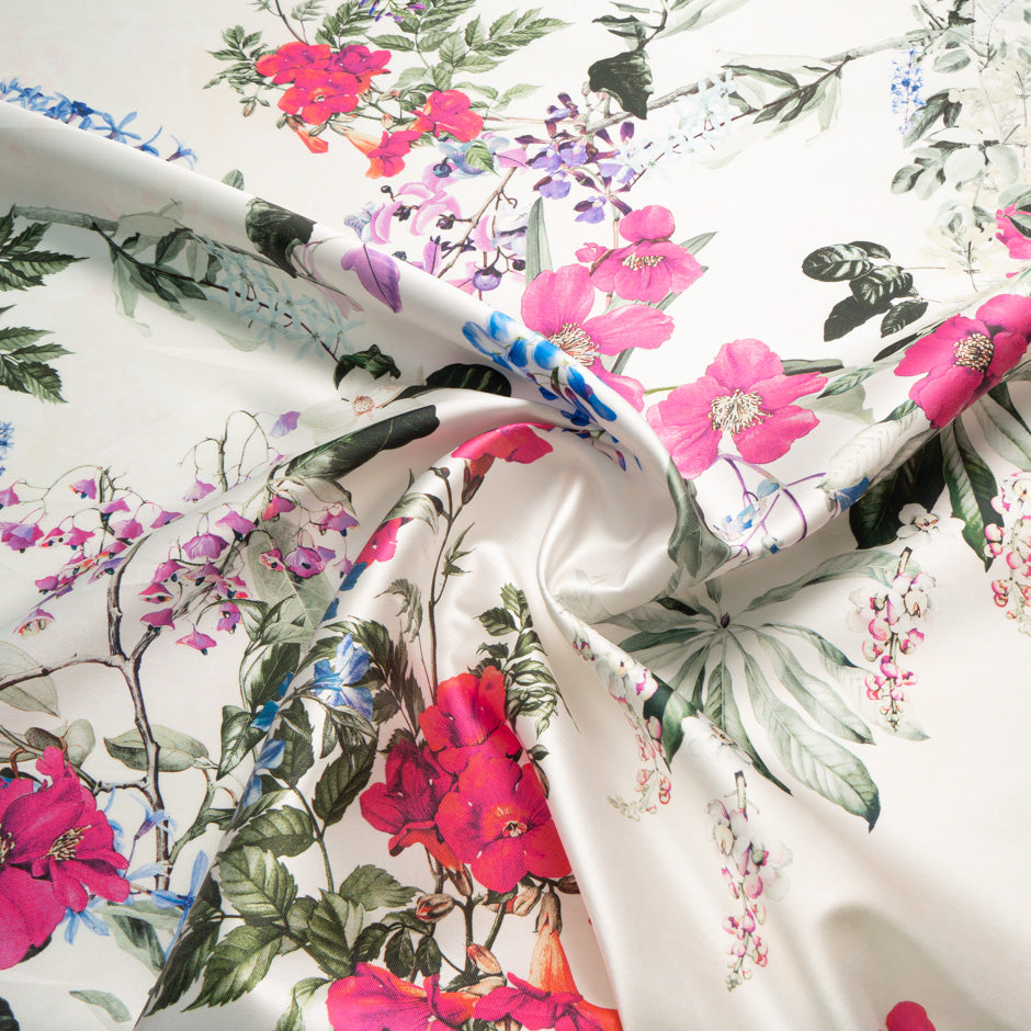 Wild Floral Printed Silk Blend Mikado