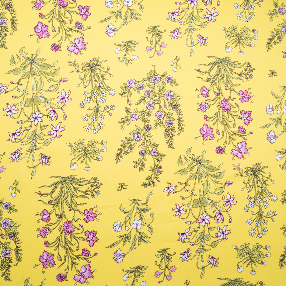 Neon Yello Green Silk Crepe de Chine Fabric