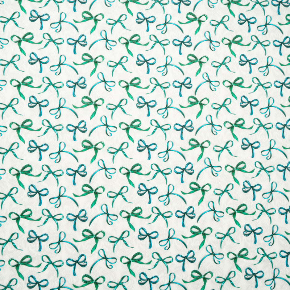 Green & Blue Ribbon Printed Pure Cotton