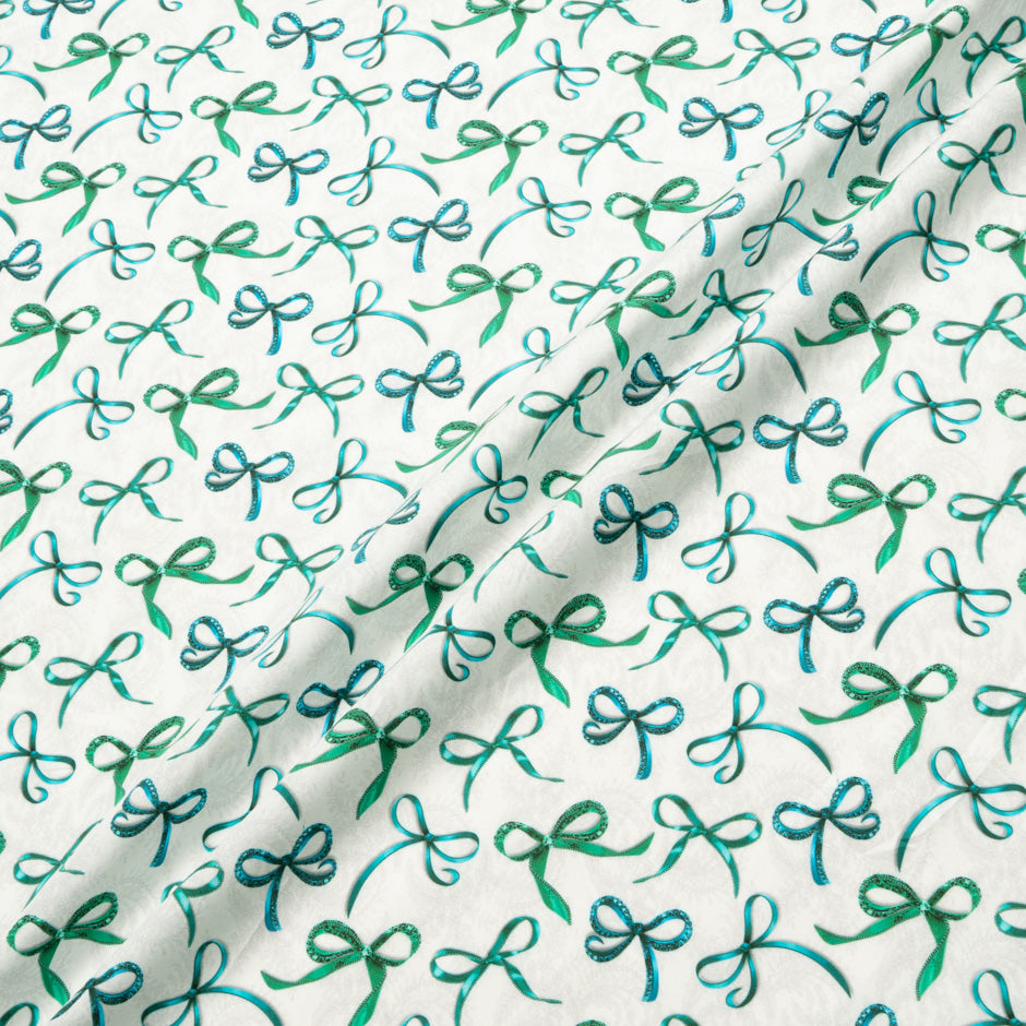 Green & Blue Ribbon Printed Pure Cotton