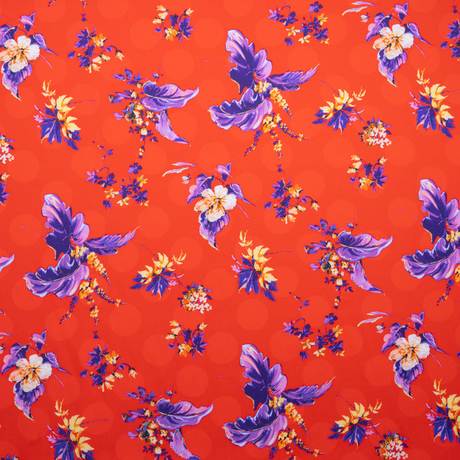 Purple Floral Printed Red Luxury Cotton