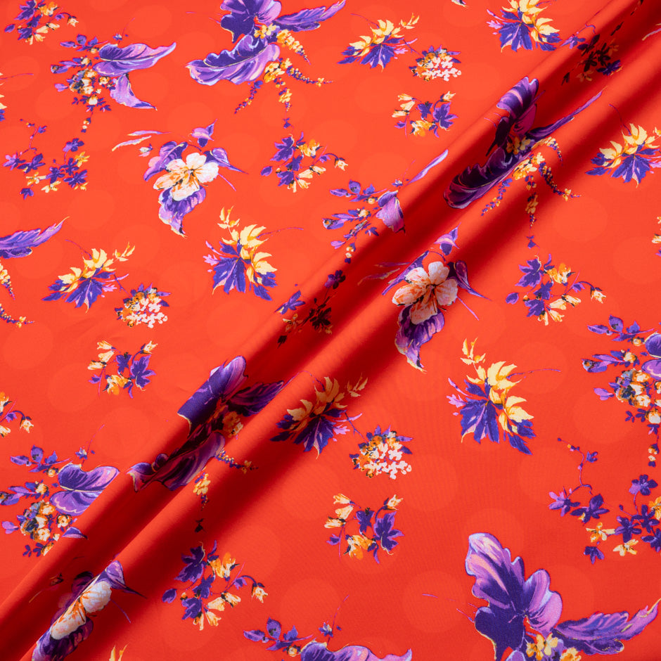 Purple Floral Printed Red Luxury Cotton