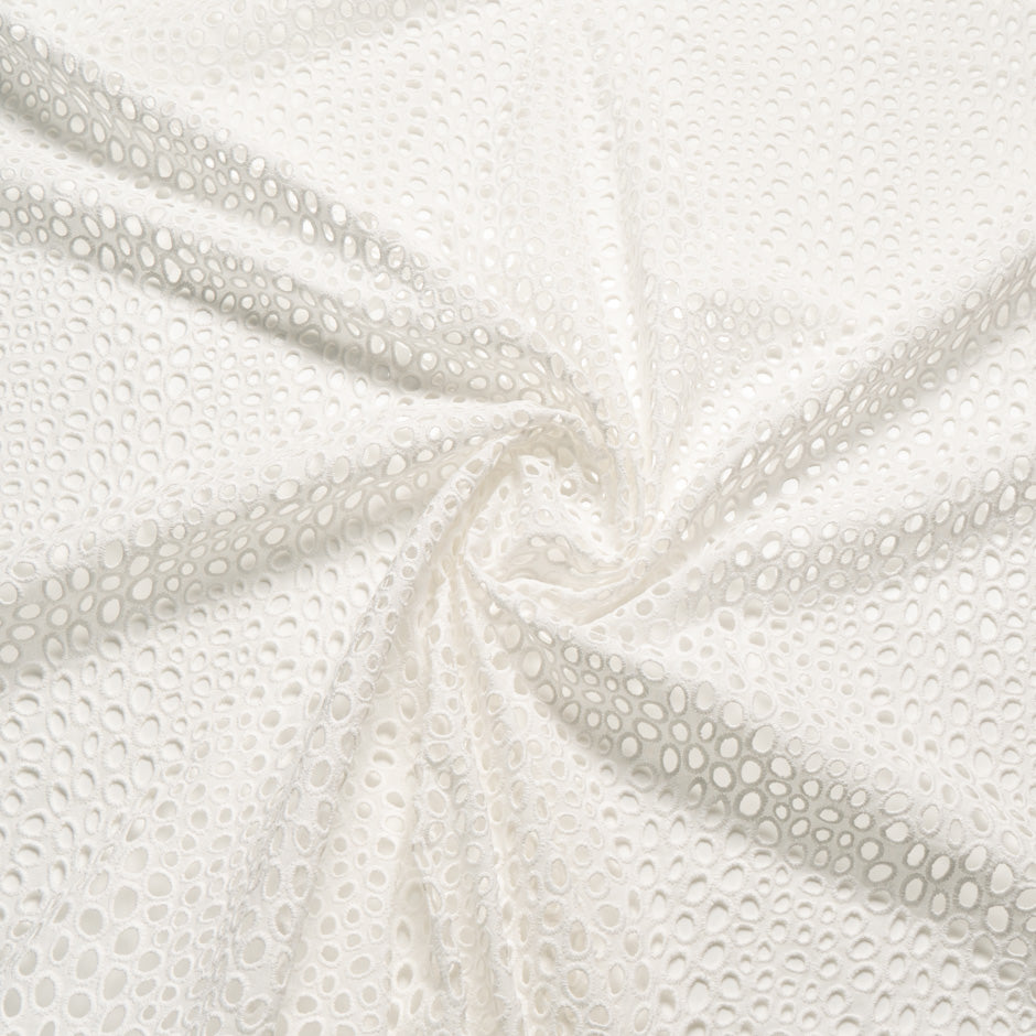 Ivory Open Work Embroidered Pure Cotton