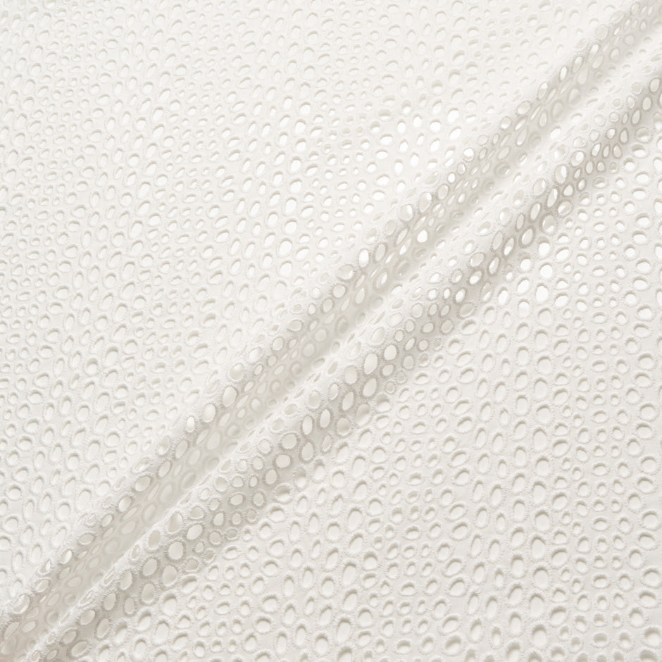 Ivory Open Work Embroidered Pure Cotton