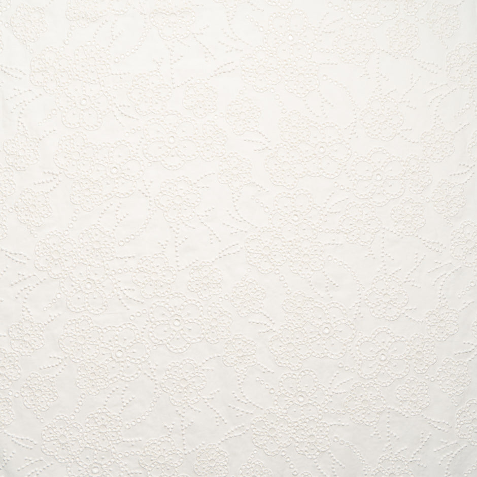 Ivory Floral Open Work Embroidered Pure Cotton
