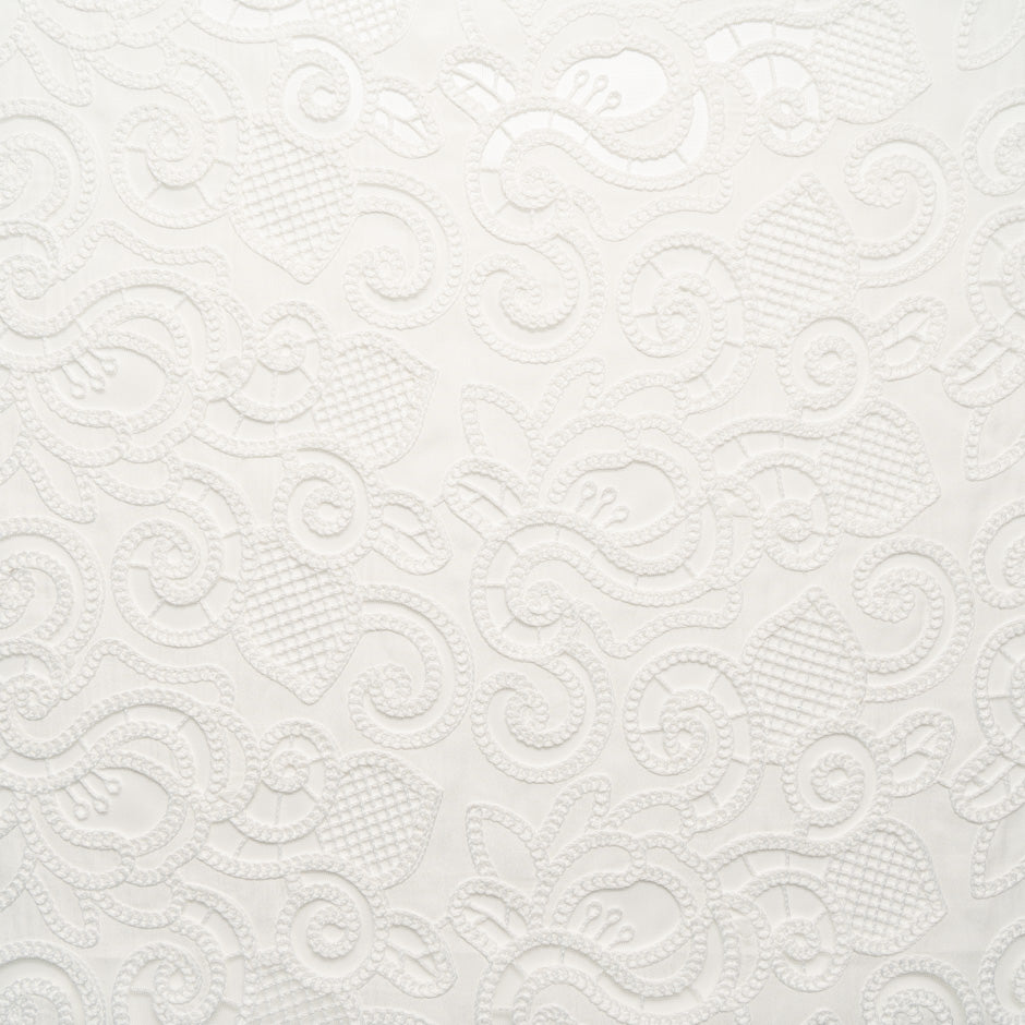 Ivory Patterned Open Work Tulle Anglaise