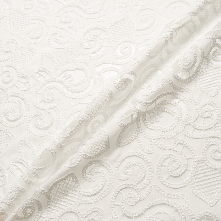 Ivory Patterned Open Work Tulle Anglaise