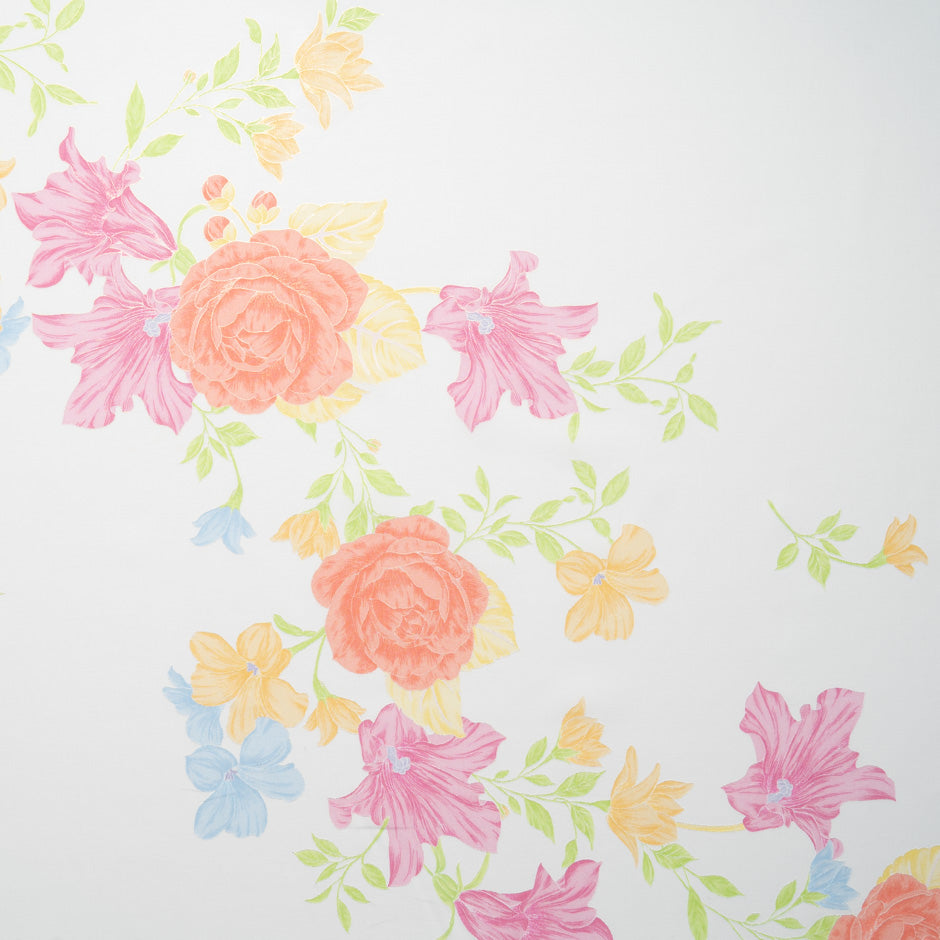 Pink & Orange Floral Vision Printed Pure Cotton Voile