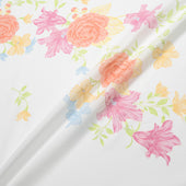 Pink & Orange Floral Vision Printed Pure Cotton Voile