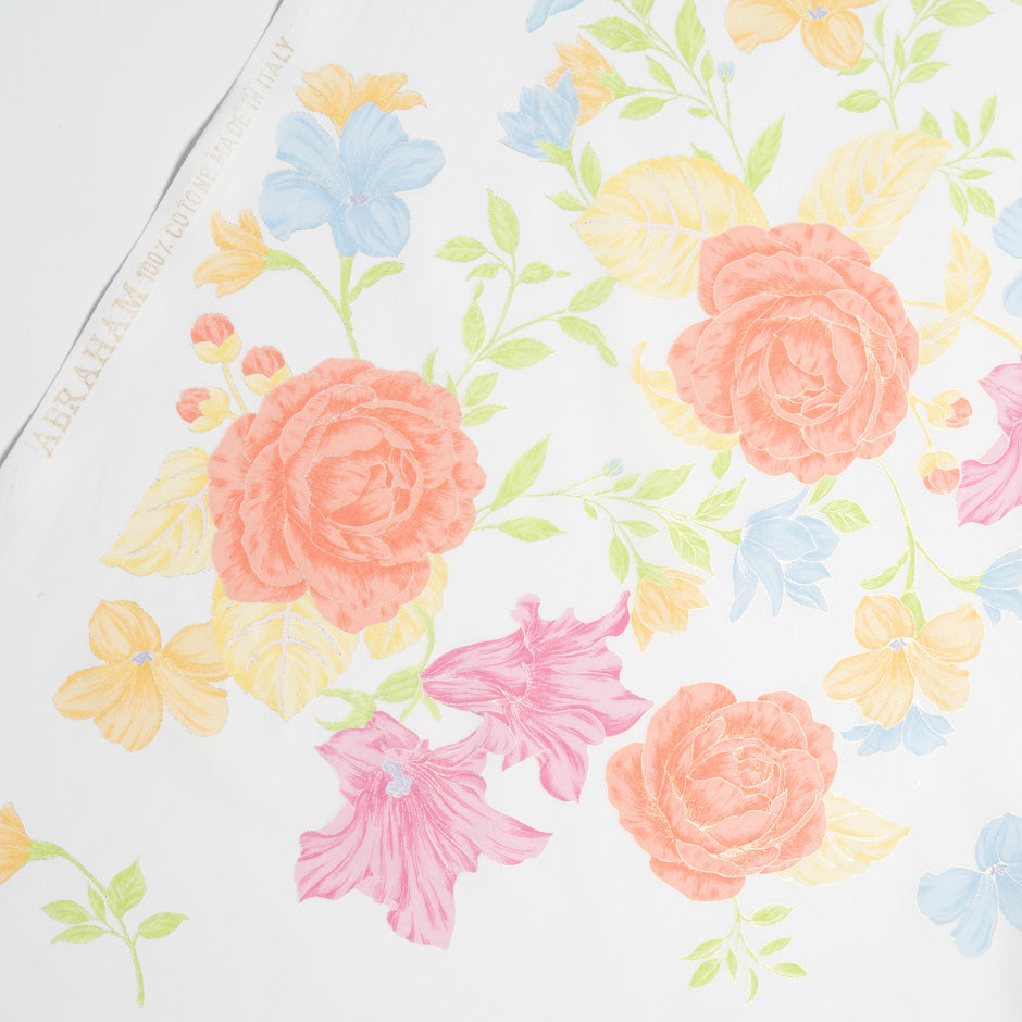 Pink & Orange Floral Vision Printed Pure Cotton Voile