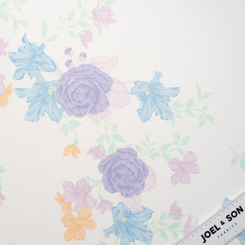 Blue & Lilac Floral Vision Printed Pure Cotton Voile