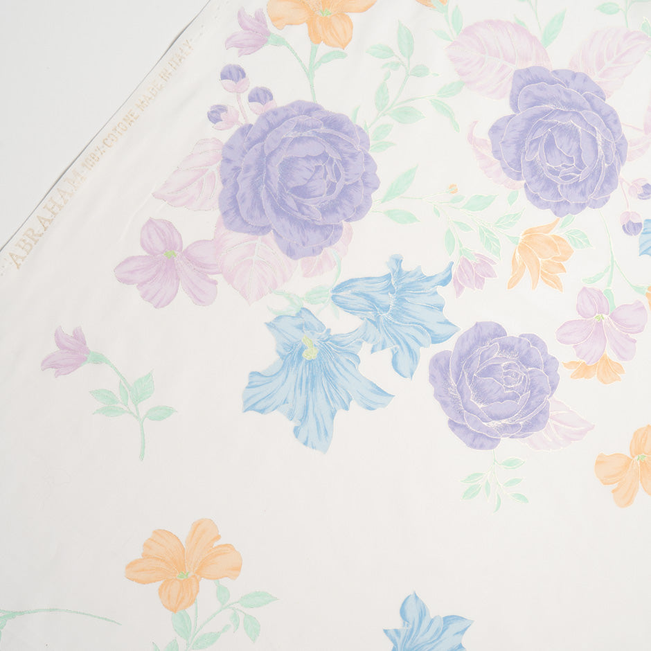 Blue & Lilac Floral Vision Printed Pure Cotton Voile