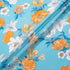 Orange Floral Printed Blue Pure Cotton Voile