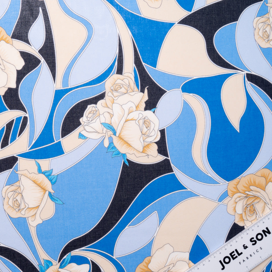 Blue & Beige Printed Pure Cotton Voile