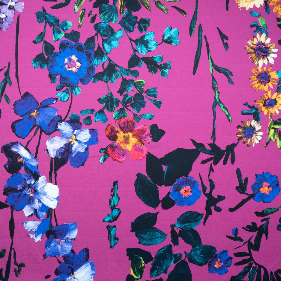 Bold Floral Printed Magenta Luxury Cotton