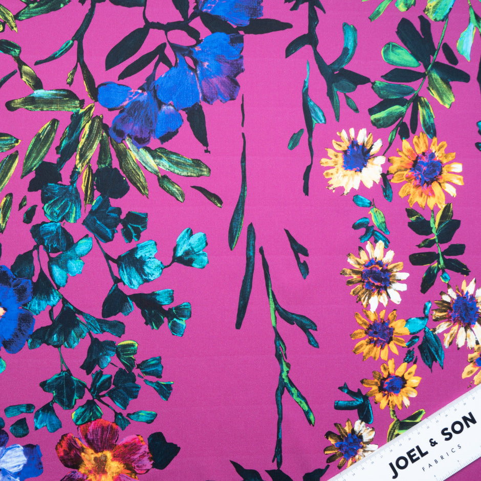 Bold Floral Printed Magenta Luxury Cotton