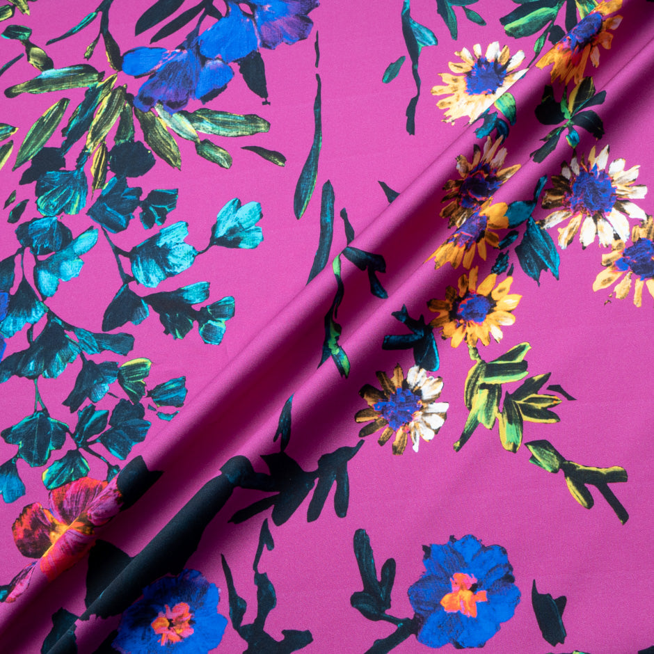 Bold Floral Printed Magenta Luxury Cotton