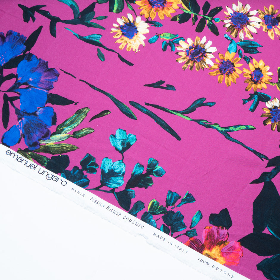 Bold Floral Printed Magenta Luxury Cotton