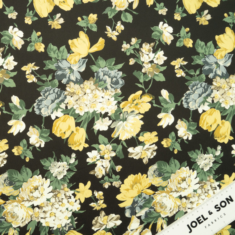 Yellow Printed Black Luxury Cotton