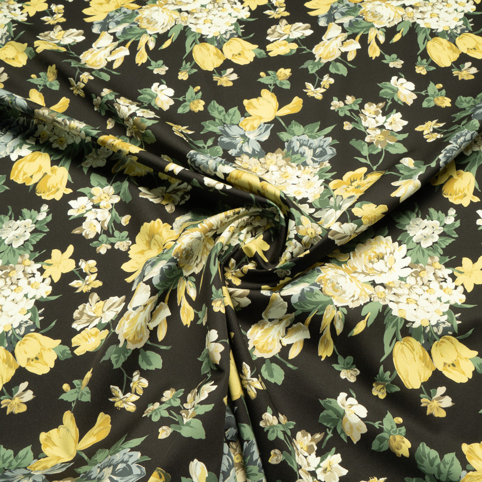 Yellow Printed Black Luxury Cotton