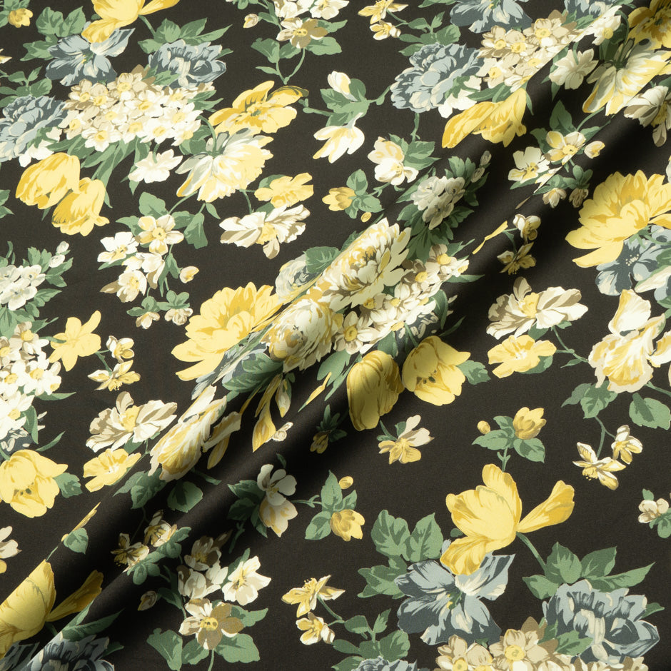 Yellow Printed Black Luxury Cotton