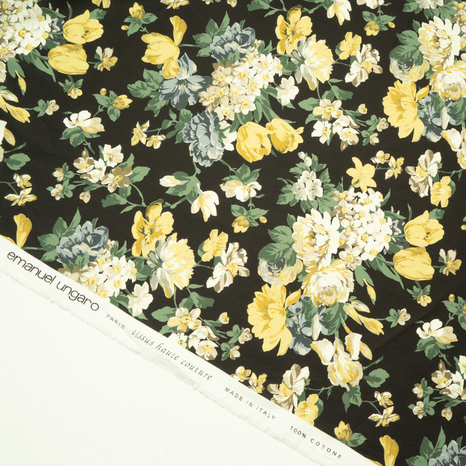 Yellow Printed Black Luxury Cotton