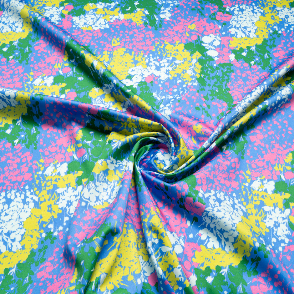 Multi-Coloured Abstract Printed Satin Cotton
