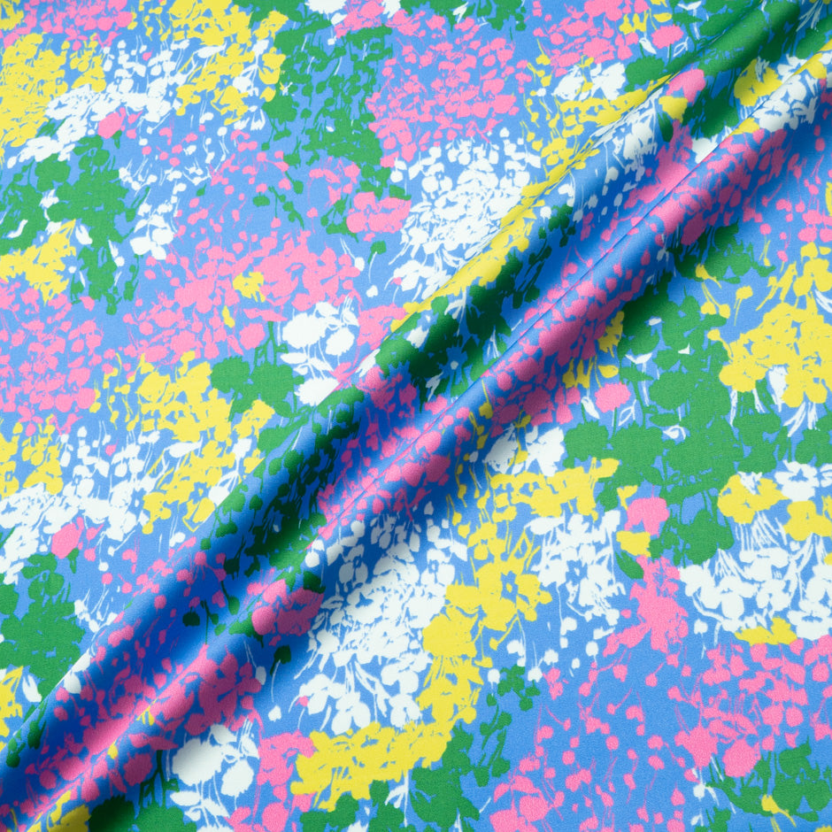 Multi-Coloured Abstract Printed Satin Cotton