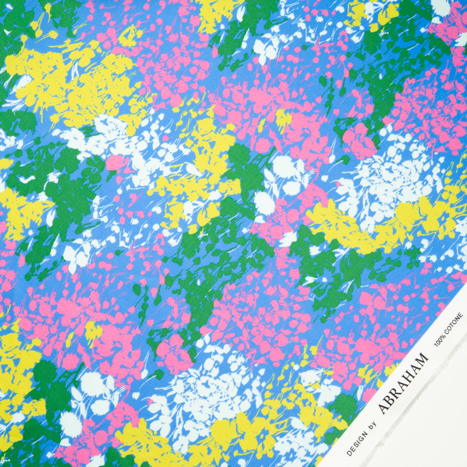 Multi-Coloured Abstract Printed Satin Cotton