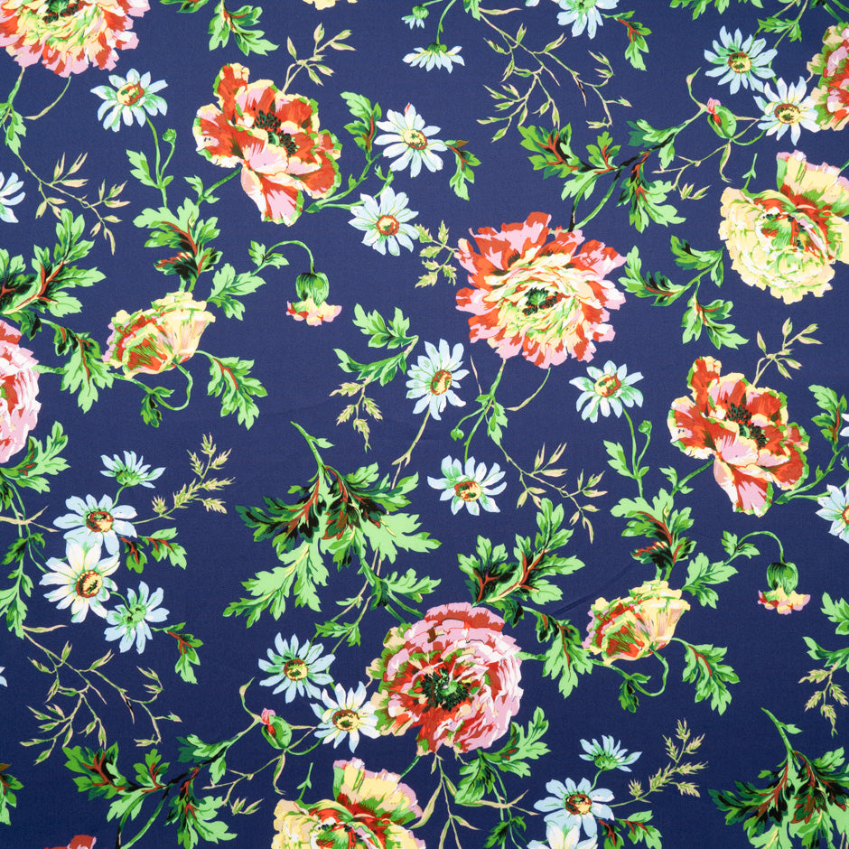 Multi Floral Printed Navy Blue Luxury Cotton