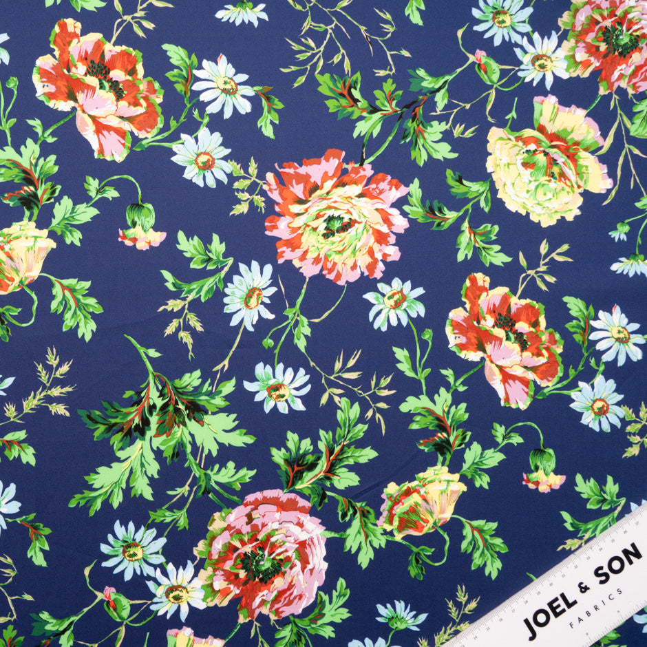 Multi Floral Printed Navy Blue Luxury Cotton